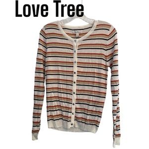 Love Tree Button Front Cardigan Long Sleeve Stripe S NWT